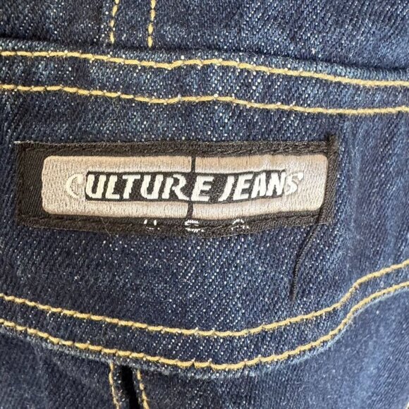 90s Vintage Culture 100% Cotton Dark Denim Rave Cargo Wide  Leg Jeans Size 31 - Picture 4 of 9